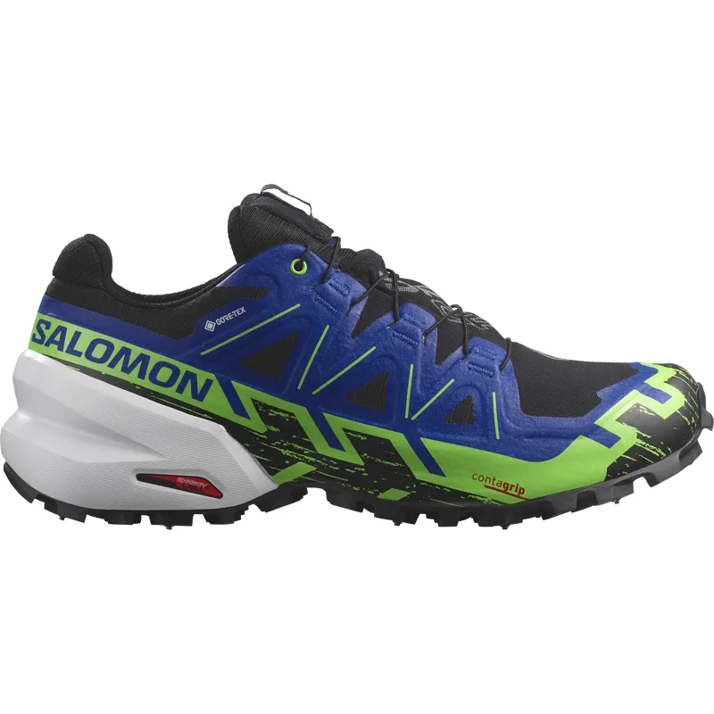 Salomon Spikecross 6 GTX Unisex Trail/Fell Running Shoe in Black/Surf the Web/Green Gecko